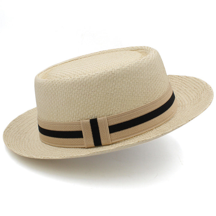 Straw Hat Flat Brim Beach Sun Protection Wide Brim Sunshade