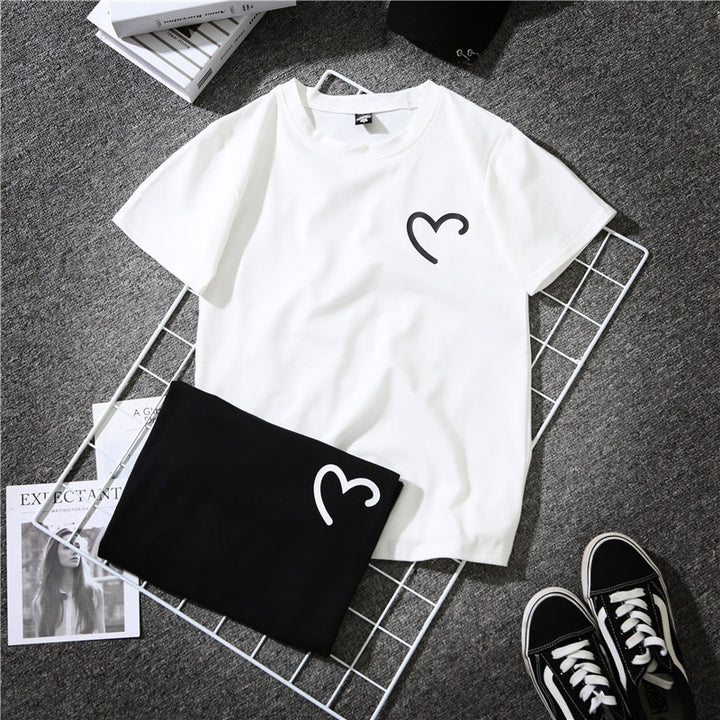 Loose White Couple Wear Short Sleeve