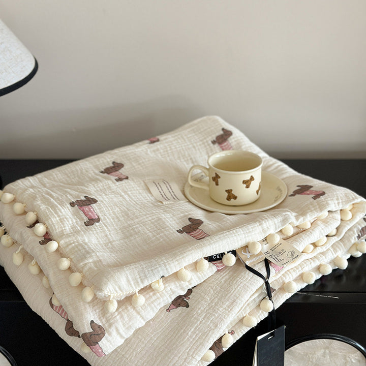 Fleece Blanket Light Luxury Ins Crepe Cotton Multi-functional Small Blanket Office Nap Blanket Shawl Cover Blanket