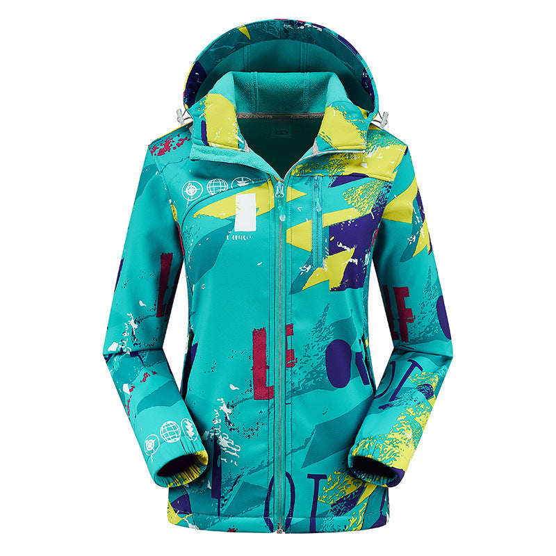 Couple Outdoor Hooded Jacket Color Matching