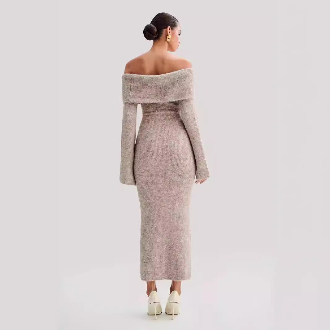 Off-the-shoulder Collar Dress.