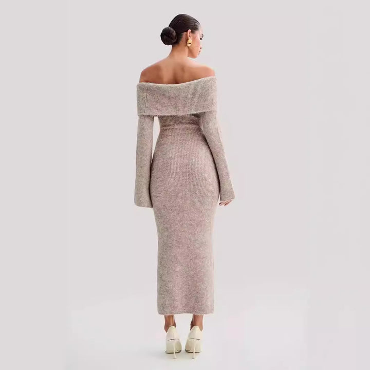 Off-the-shoulder Collar Dress.