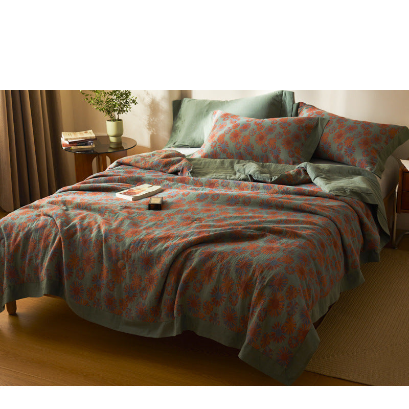 Cotton Class A Yarn-dyed Jacquard Double-layer Gauze Summer Blanket
