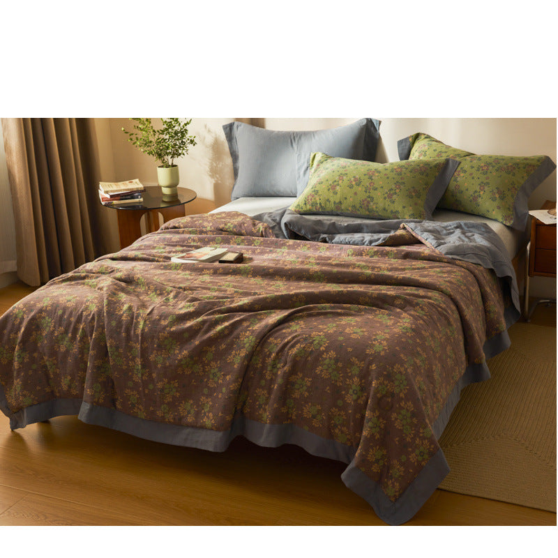 Cotton Class A Yarn-dyed Jacquard Double-layer Gauze Summer Blanket