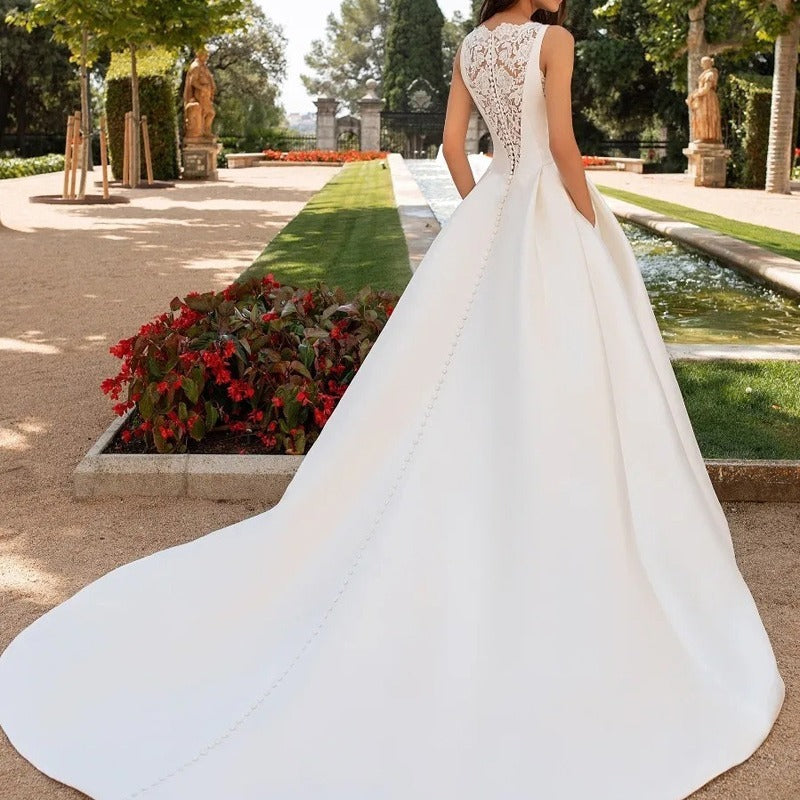 French Retro Elegant Trailing Wedding Dress