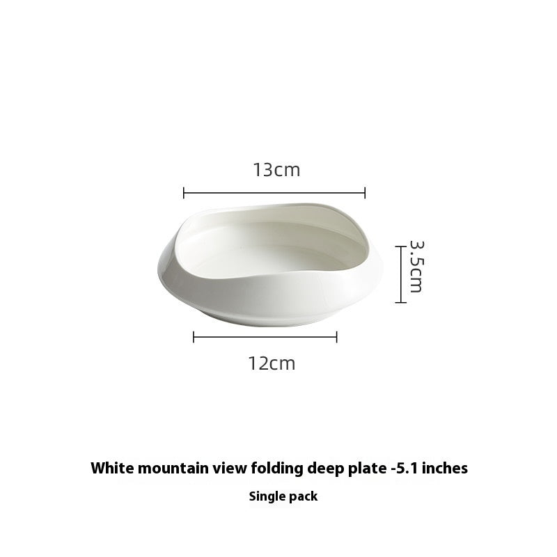 White Porcelain Tableware Guanshan Plate Household Ceramic Dishes