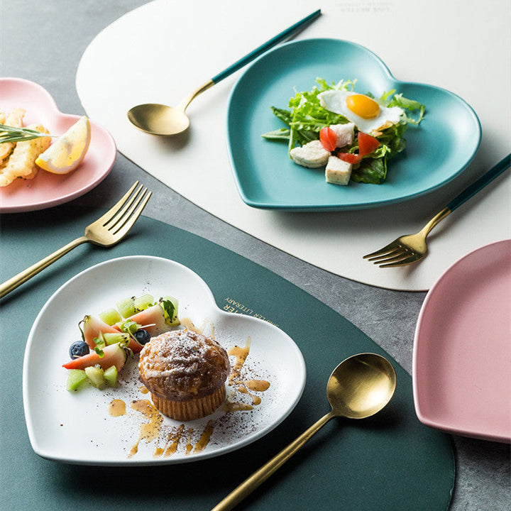 Nordic Love Creative Plate Heart-shaped Couple Dinner Plate Saucer Ceramic Cutlery