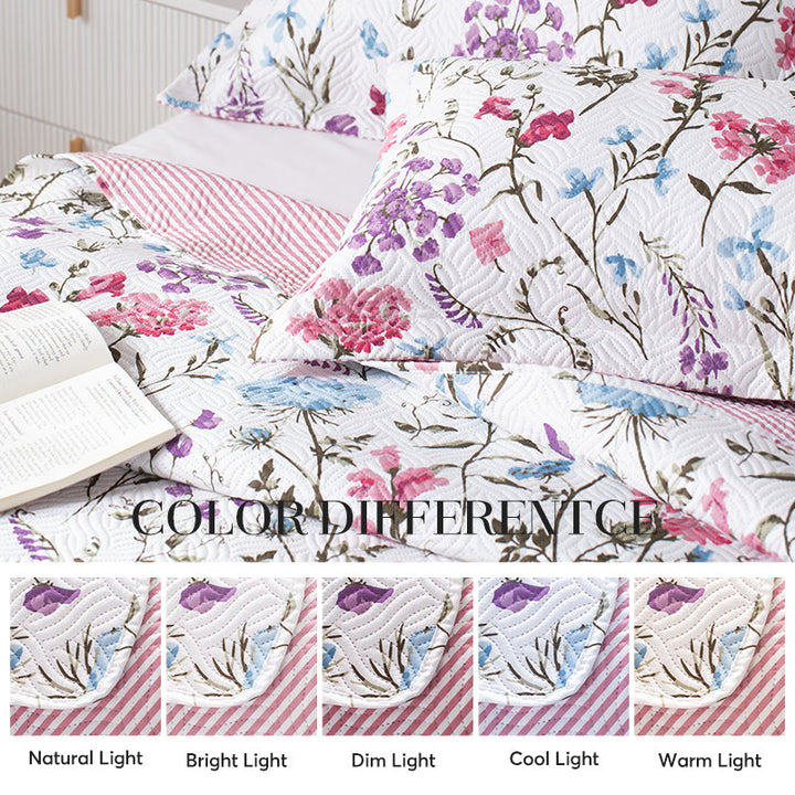 Kasentex Floral Quilt Set - Lightweight & Reversible - Cozy & Stylish Bedding - Machine Washable, Room Decor, Graduation Gifts