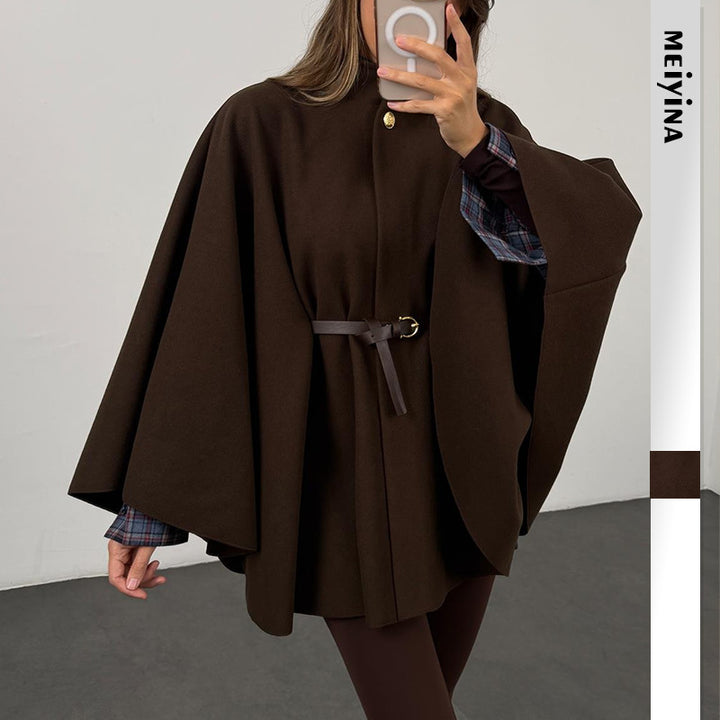 Woolen Cape Coat Mid-length