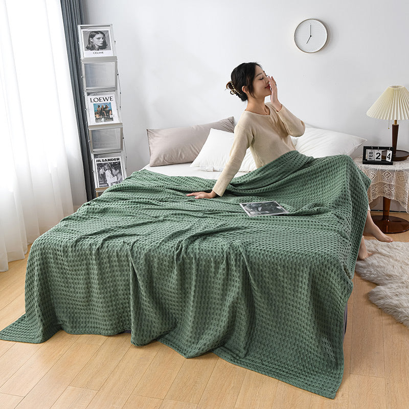Cotton Waffle Knit Chenille Towel Sofa Cover Blanket
