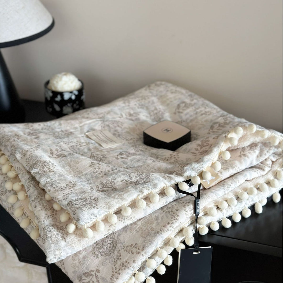 Fleece Blanket Light Luxury Ins Crepe Cotton Multi-functional Small Blanket Office Nap Blanket Shawl Cover Blanket