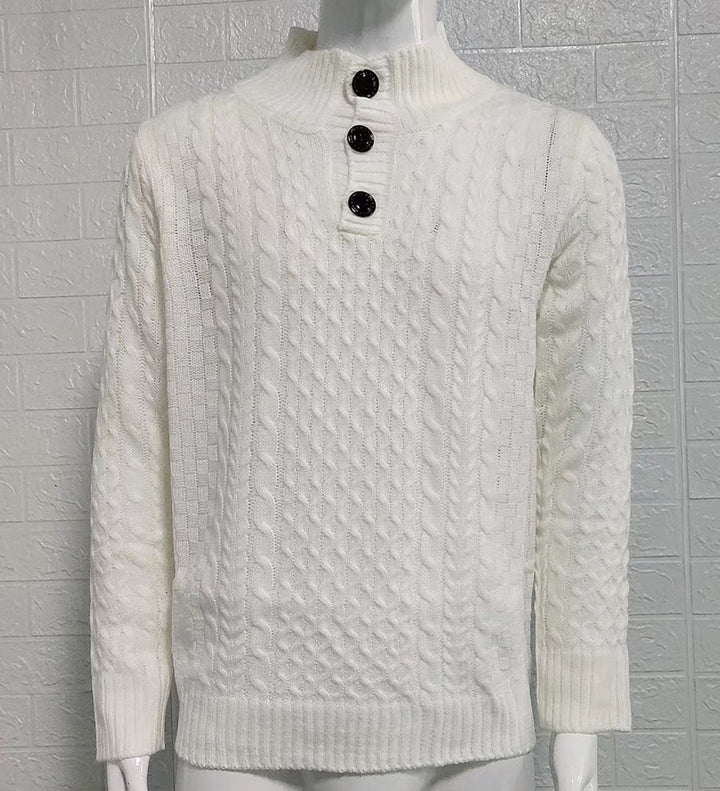 Pure Color Half Collar Slim-fit Long-sleeved Knitted Sweater