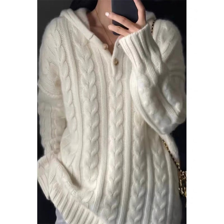 Heavy European Goods Cashmere Sweater Women's Hooded Sweater Loose Pullover