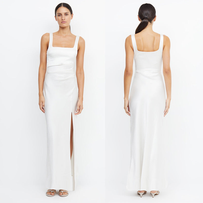 Satin Bridesmaid White High-grade Dress