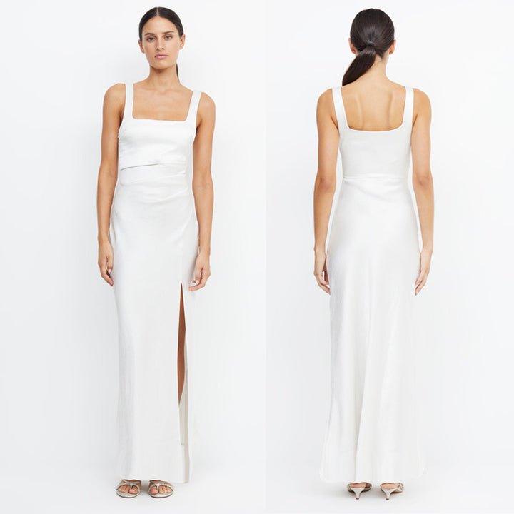 Satin Bridesmaid White High-grade Dress