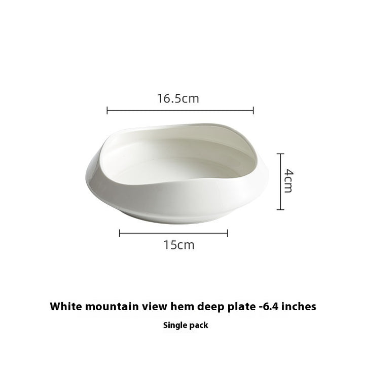 White Porcelain Tableware Guanshan Plate Household Ceramic Dishes