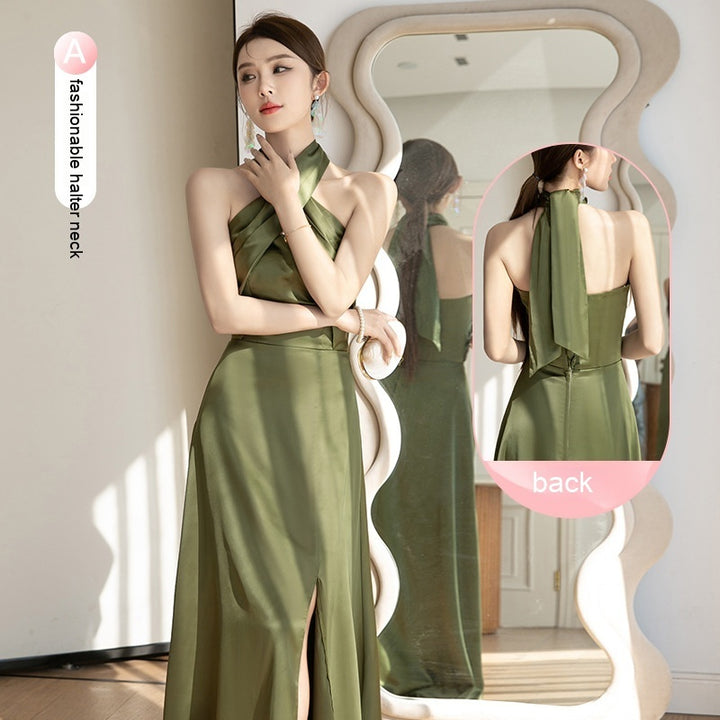 Champagne Satin Bridesmaid Dress For Women