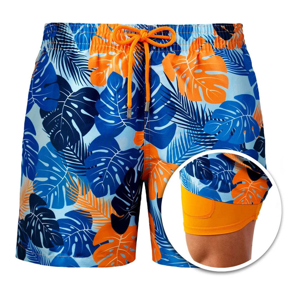European And American Shorts Men's Beach Pants Sports Pants Printed Double Shorts