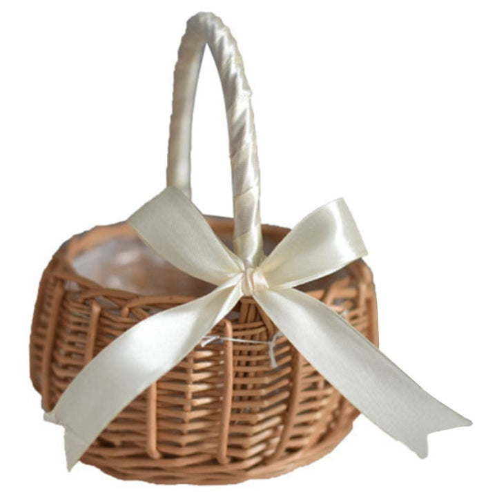 Natural Simulation Woven Hand-held Flower Basket Bow