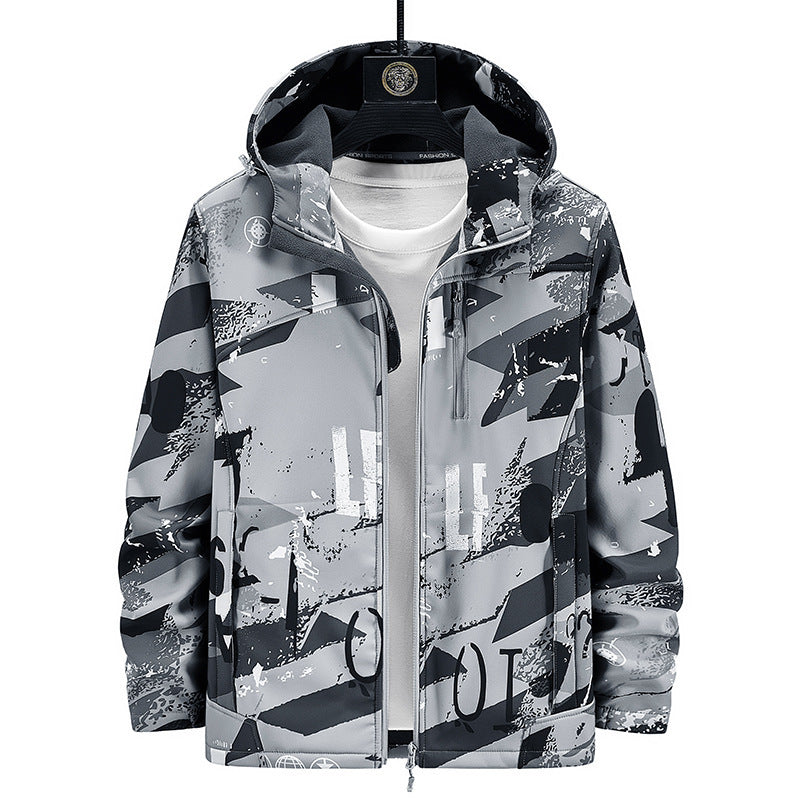Couple Outdoor Hooded Jacket Color Matching