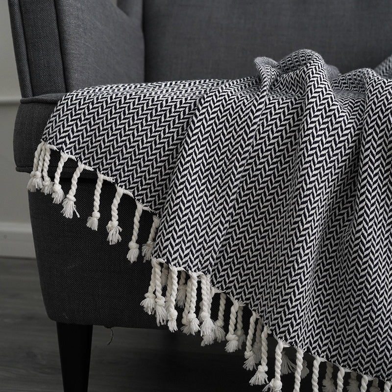 Pure Cotton Leisure Air Conditioner Nap Sofa Decorative Blanket