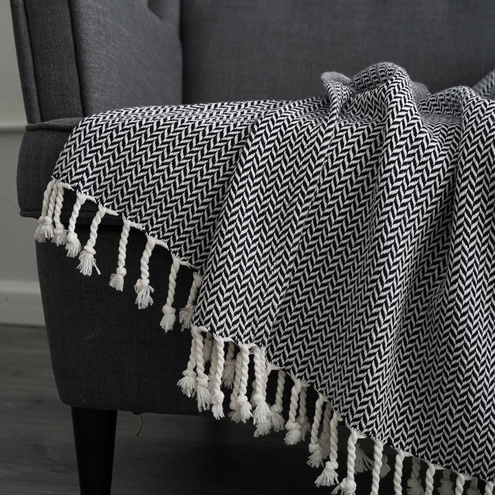 Pure Cotton Leisure Air Conditioner Nap Sofa Decorative Blanket