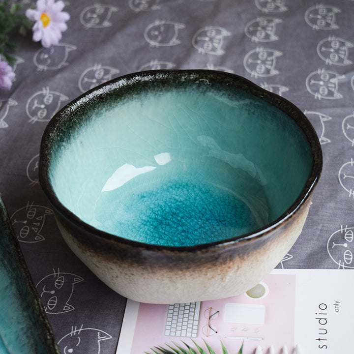 Blue Double Ear Plate Tableware
