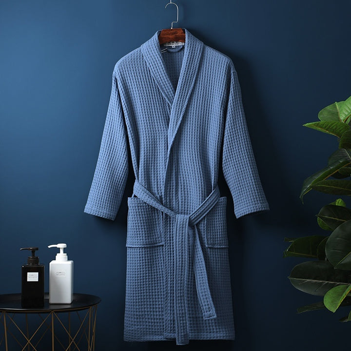 Pure Bathrobe Long Waffle Couple Cotton