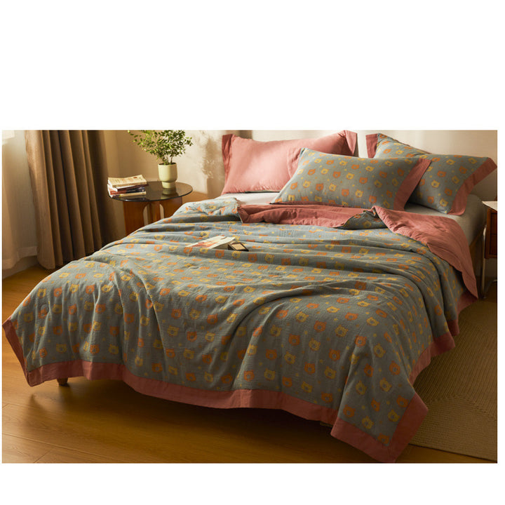Cotton Class A Yarn-dyed Jacquard Double-layer Gauze Summer Blanket