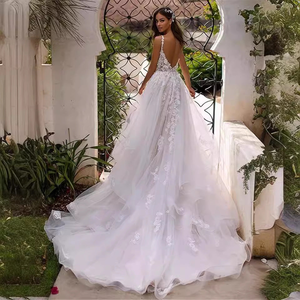 Deep V Bridal Gown | Slim Silhouette & Light Elegance