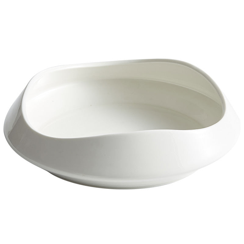 White Porcelain Tableware Guanshan Plate Household Ceramic Dishes