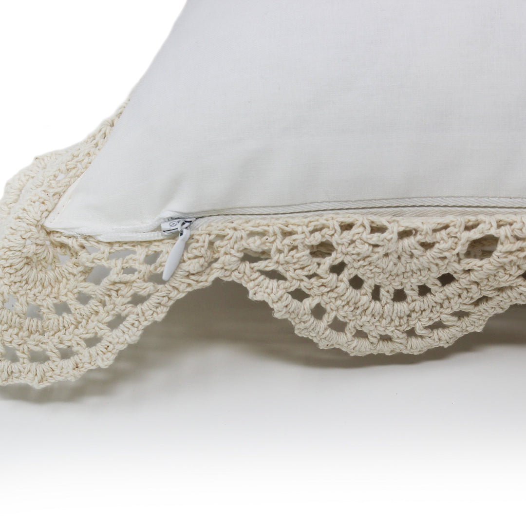 Hand Made Crochet Cotton Boudoir Pillow
