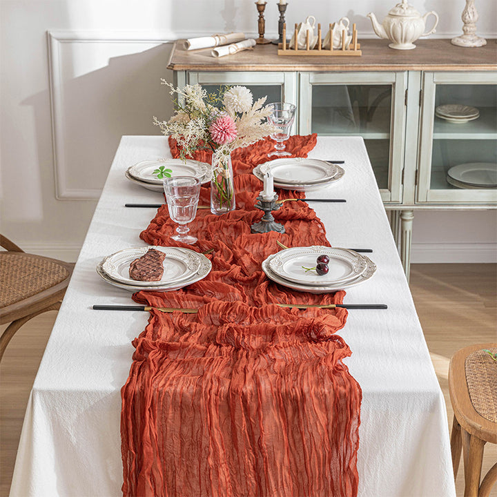 Voile Champray Table Runner European Twist Tablecloth Wedding Party Decoration