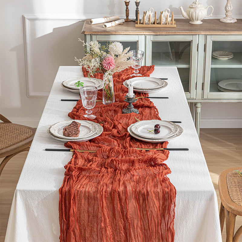 Voile Champray Table Runner European Twist Tablecloth Wedding Party Decoration