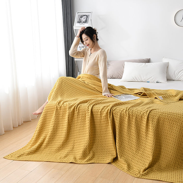 Cotton Waffle Knit Chenille Towel Sofa Cover Blanket