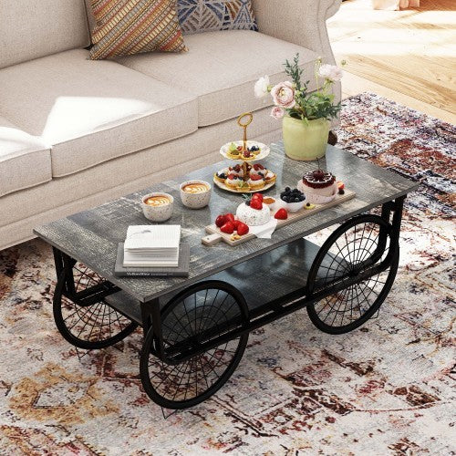 spoked wheel table.