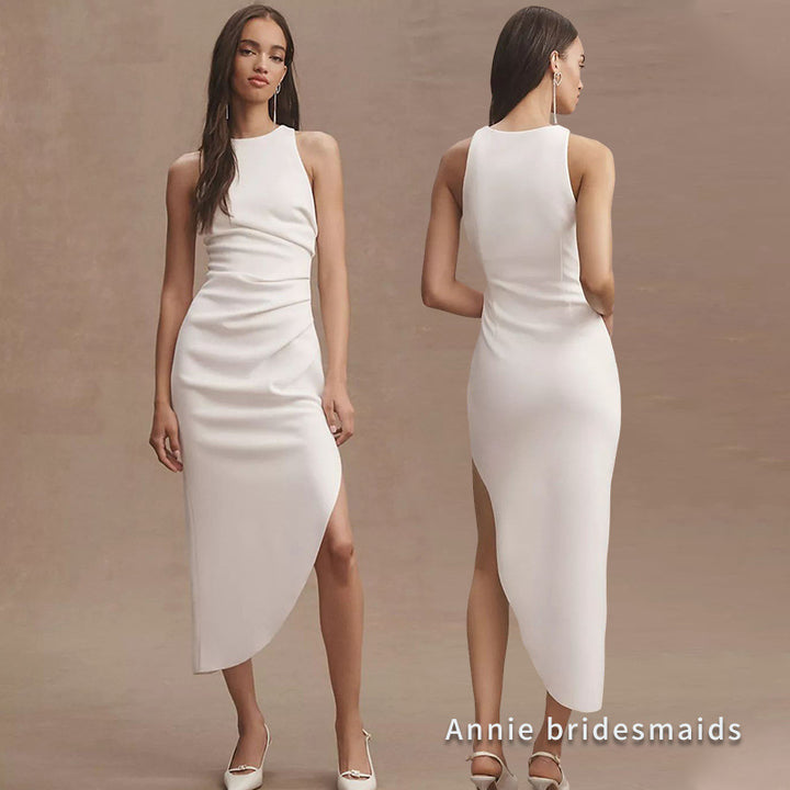 Satin Bridesmaid White High-grade Dress