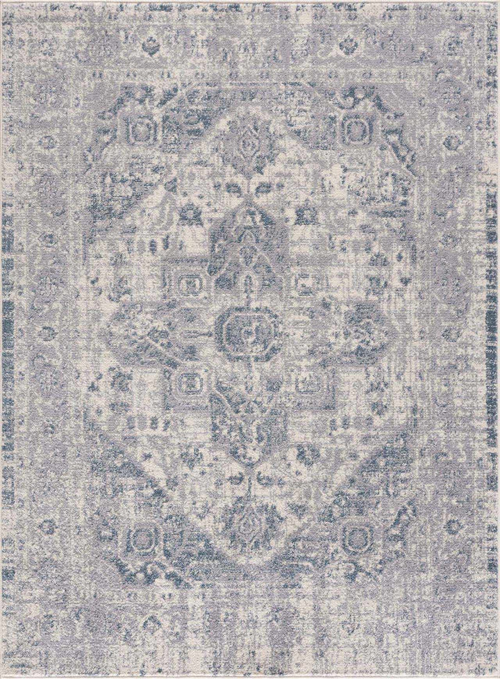 Peeta Gray Blue Medallion Area Rug