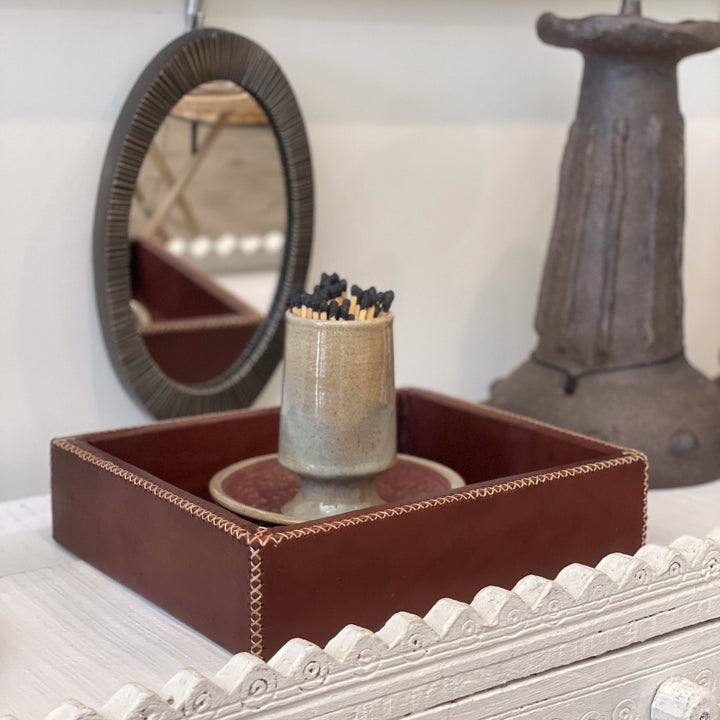 Monedas | Cedar Wood + Leather Valet Tray