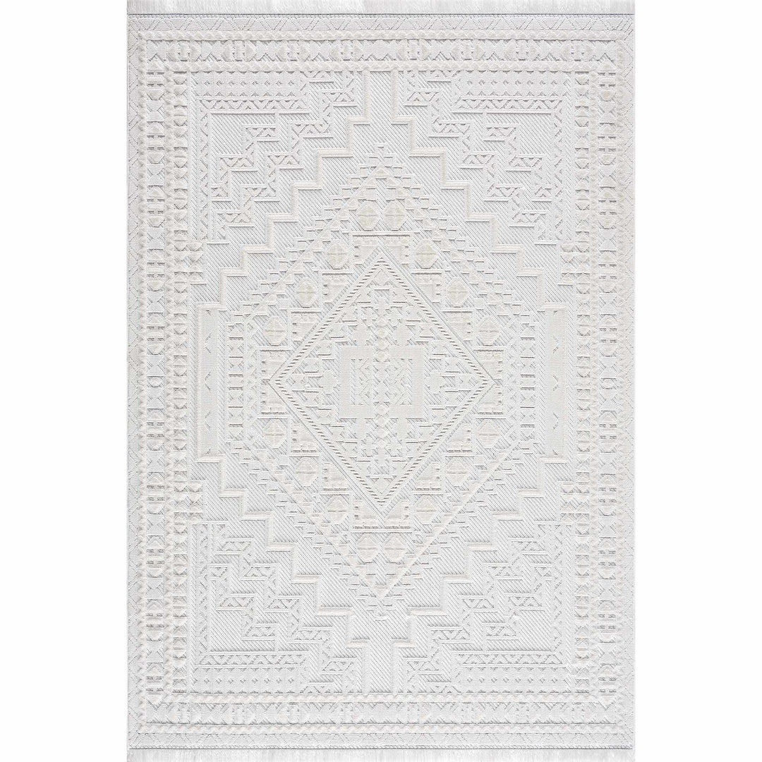 Alya White Fringe Rug