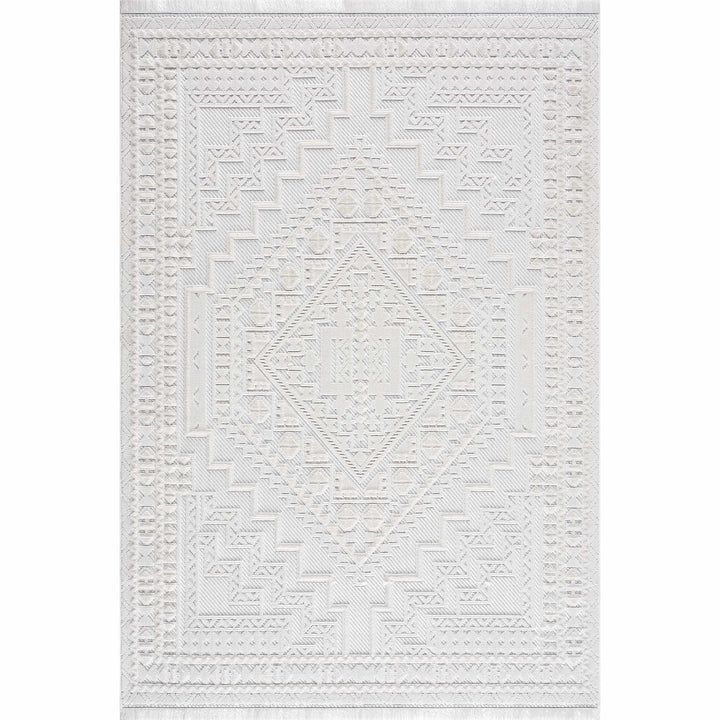 Alya White Fringe Rug