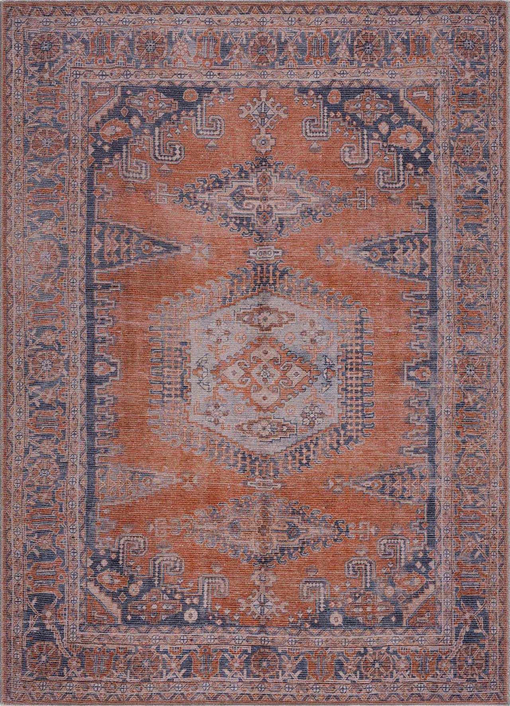 Burnt Orange Taber Medallion Washable Area Rug