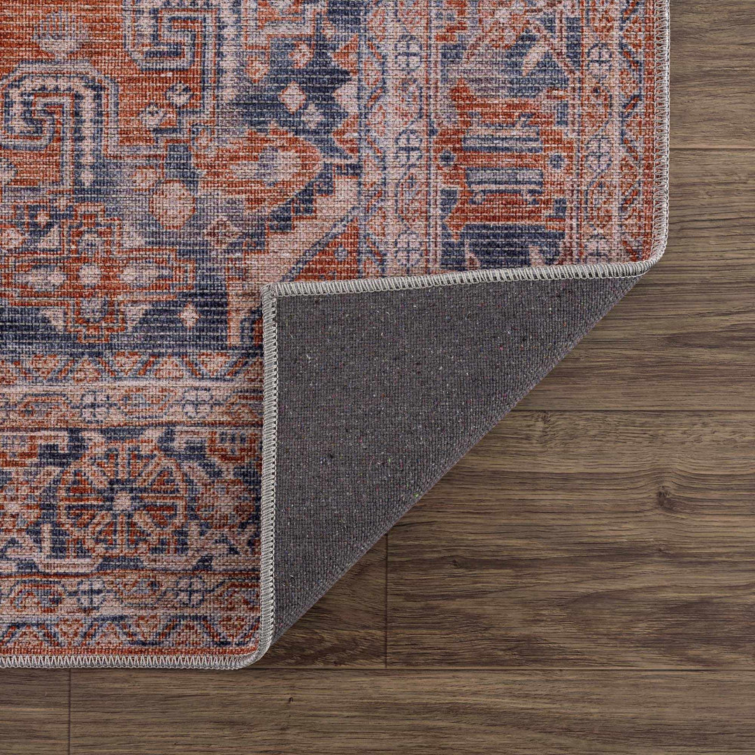 Burnt Orange Taber Medallion Washable Area Rug