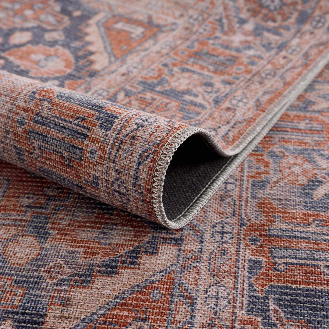 Burnt Orange Taber Medallion Washable Area Rug