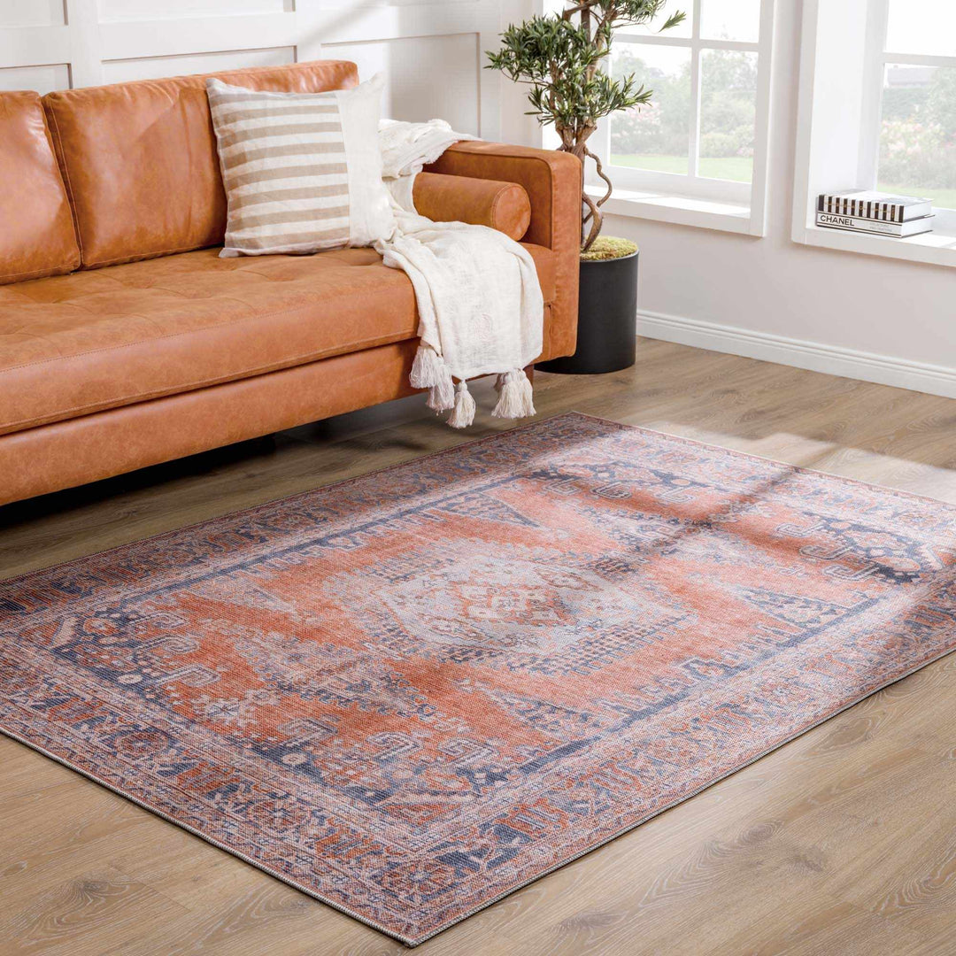 Burnt Orange Taber Medallion Washable Area Rug