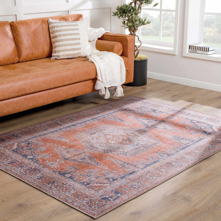 Burnt Orange Taber Medallion Washable Area Rug
