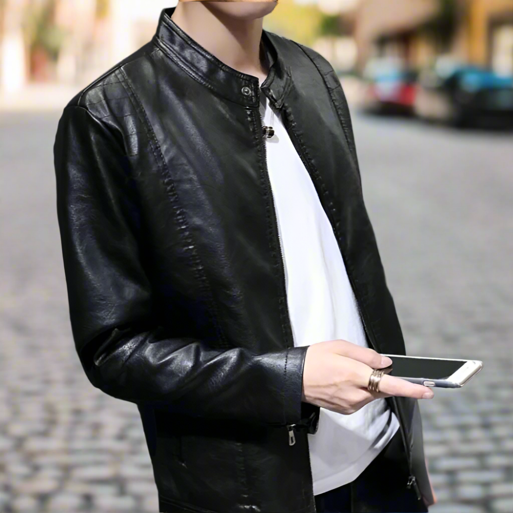 Men's Biker Faux Leather Jacket