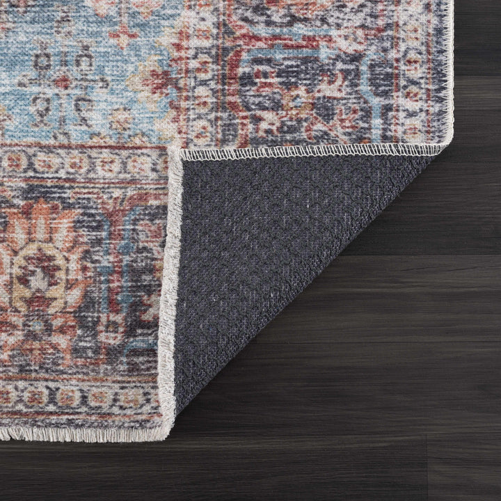 Blue Burgundy Holi-2302 Washable Area Rug