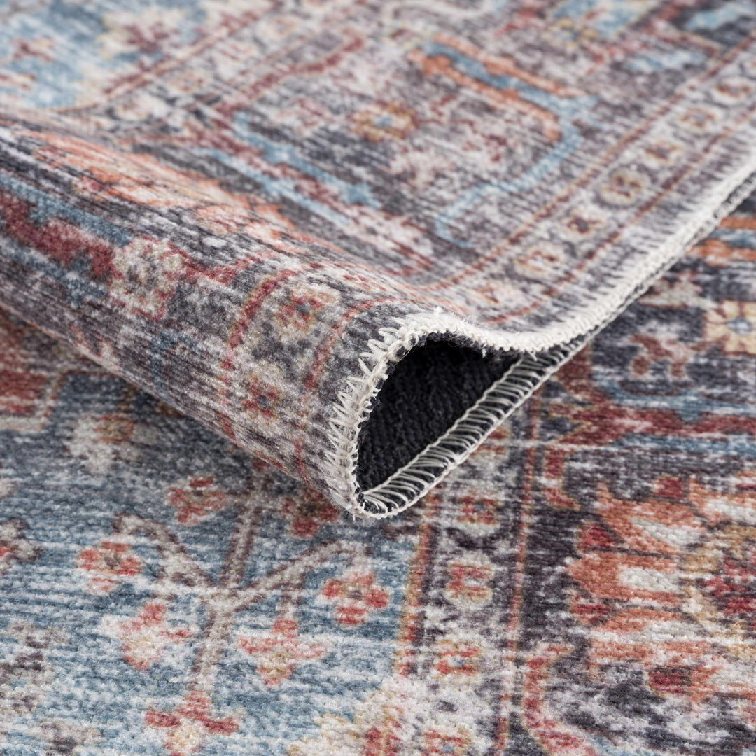 Blue Burgundy Holi-2302 Washable Area Rug