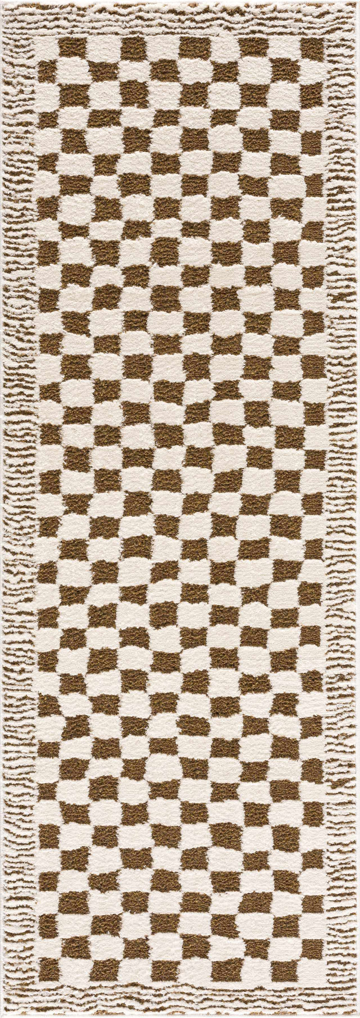 Leryn Brown & White Checkered Area Rug